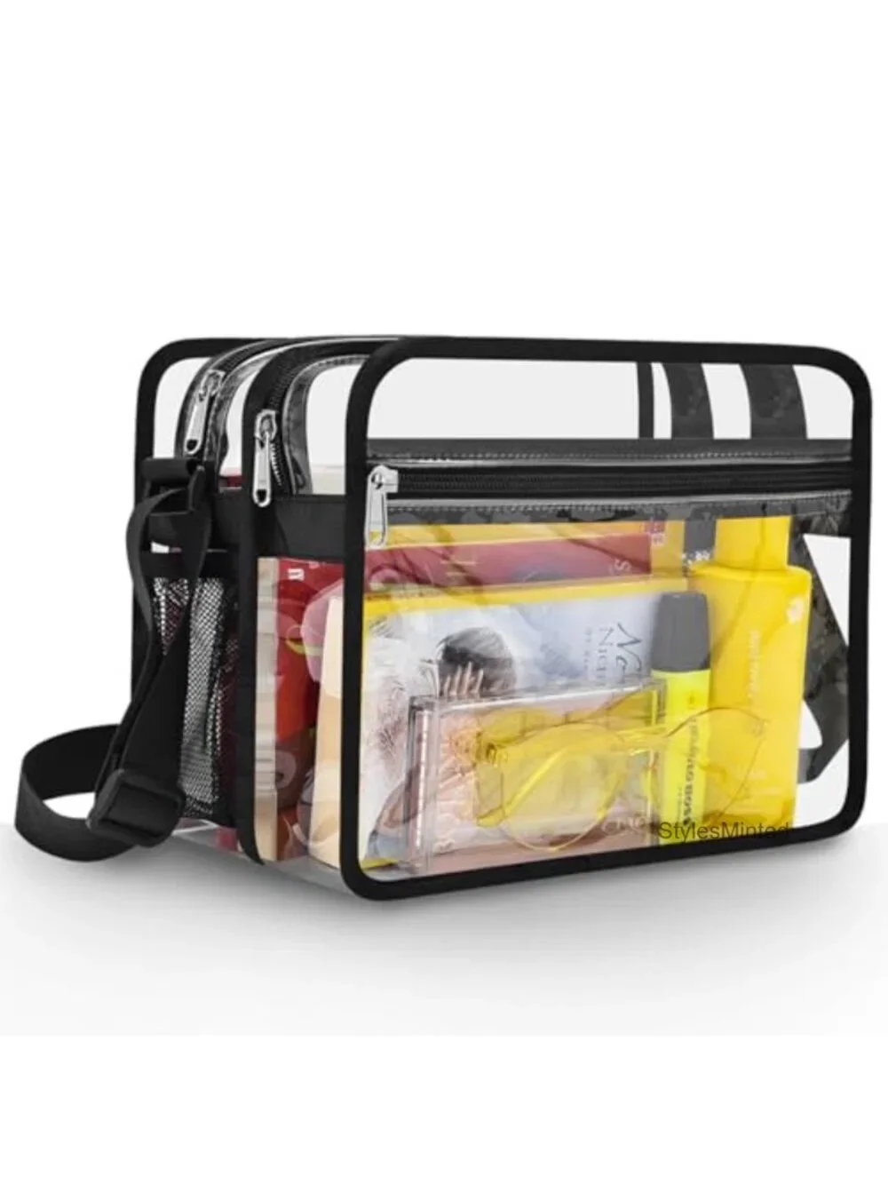 Clear Stadium Approved Messenger Bag, 2 Zipper Compartments, Adjustable Strap